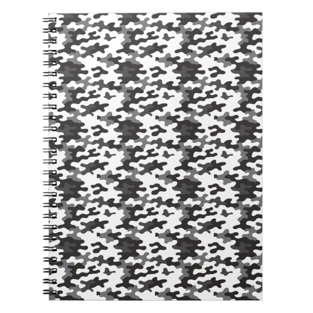 Caderno Espiral Camuflagem Preto e Branco (Frente)