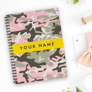 Caderno Espiral Camuflagem rosa e verde Seu nome personaliza