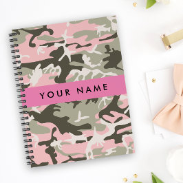 Caderno Espiral Camuflagem rosa e verde Seu nome personaliza