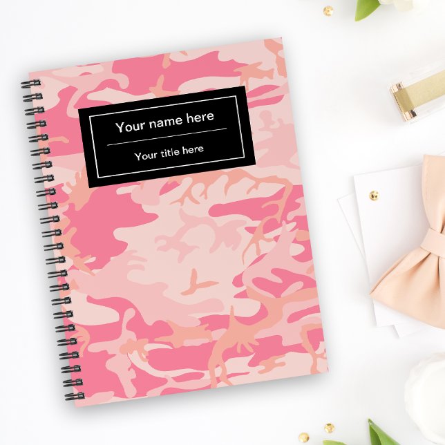 Caderno Espiral Camuflagem Rosa, Militar, Exército (Criador carregado)