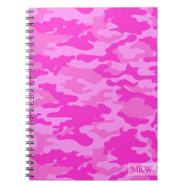 Caderno Espiral Camuflagem Rosa TS Monogramada