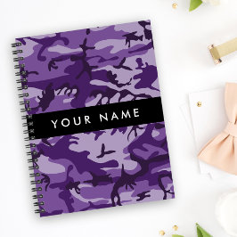 Caderno Espiral Camuflagem Roxa Seu Nome Personalize