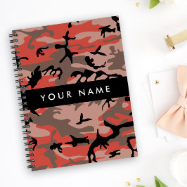 Caderno Espiral Camuflagem Vermelha e Castanha Seu nome Personaliz