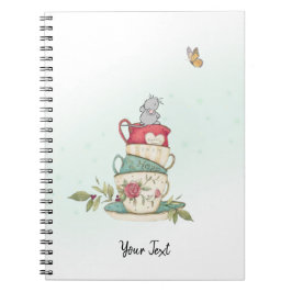 Caderno Espiral Camundongos Bonito com Aquarela Verde