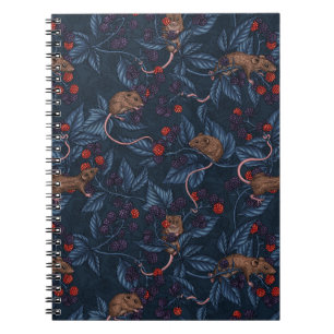 Caderno Espiral Camundongos e amoras-negras no marinho