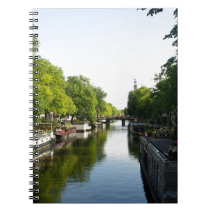Caderno Espiral Canal de Amsterdã com Barcos e Ponte – Cênico