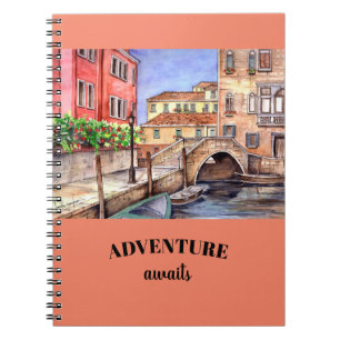 Caderno Espiral Canal de Veneza - Caneta e Wash Watercolor