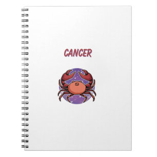 Caderno Espiral Câncer Branco, zodíaco, impressão de signo estelar