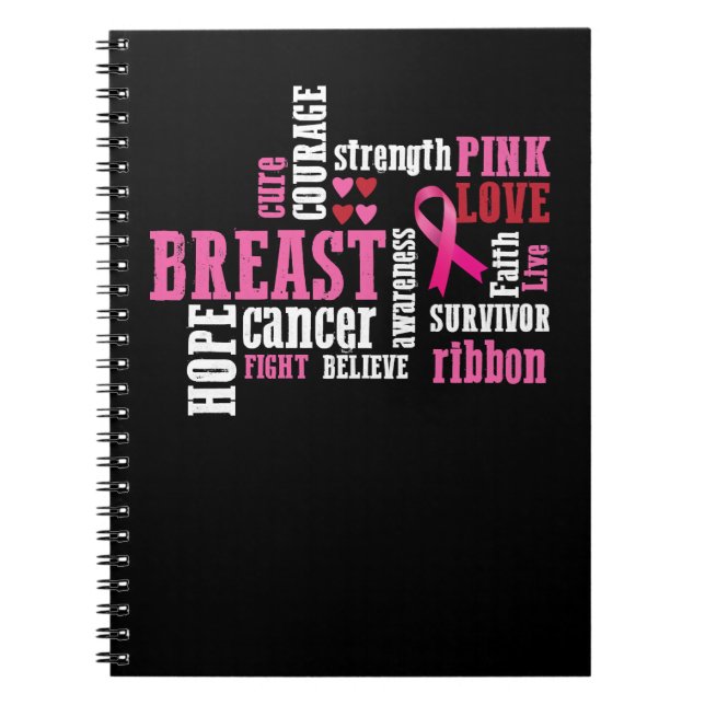Caderno Espiral Cancer da Mama de Esperança do Cancer 25 (Frente)