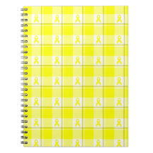 Caderno Espiral Câncer de Bexiga Xadrez, Amarelo