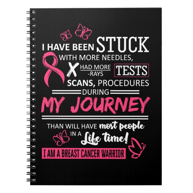 Caderno Espiral Cancer De Mama Minha Viagem Eu Sou Um Ribo Rosa Gu (Frente)