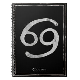 Caderno Espiral Cancer do caranguejo martelado por prata estilizad