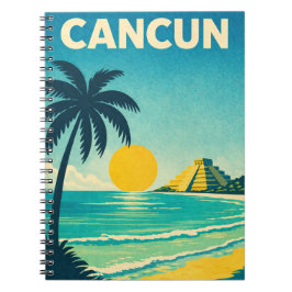 Caderno Espiral Cancun Mexico Vintage Travel