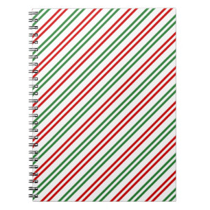 Caderno Espiral Candy Cane Christmas Strips Red Green