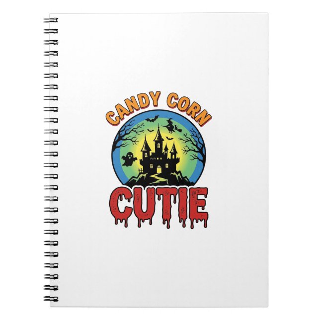 Caderno Espiral Candy Corn Cutie Design de Castelo de Halloween Vi (Frente)