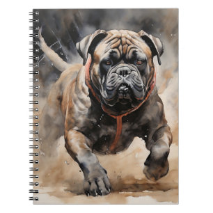 Caderno Espiral Cane Corso Executando Desenho de Tinta