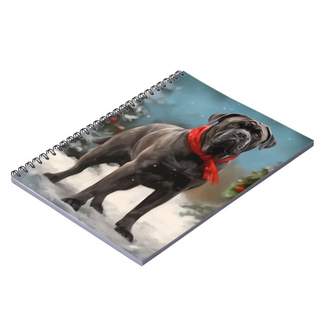 Caderno Espiral Cane Corso no Natal da Neve (Left Side)