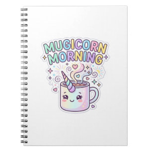 Caderno Espiral Caneca Unicórnio Manhã Desenho Gráfico Zazzle Des