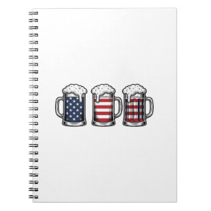 Caderno Espiral Canecas de Cerveja Patrióticas Camisa Vintage Veto