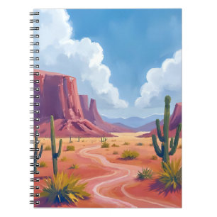 Caderno Espiral Cânion do Deserto Paisagem Natural de Cactus