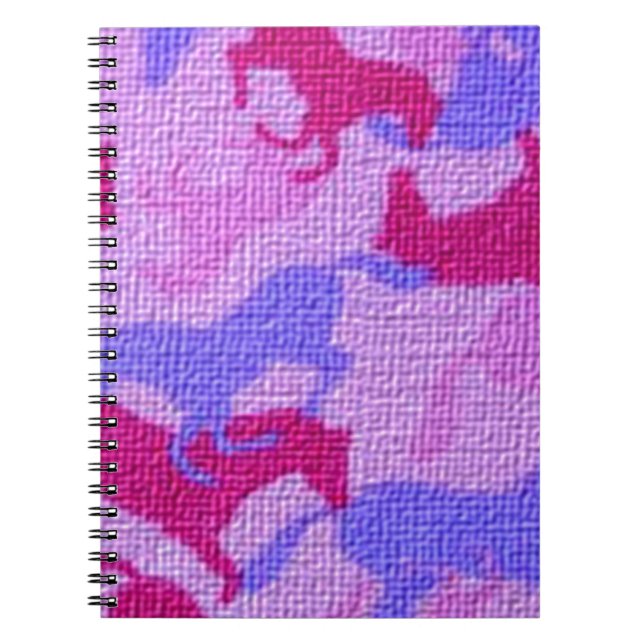 Caderno Espiral Canvas cor-de-rosa dos cavalos (Frente)
