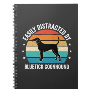 Caderno Espiral Cão Bluetick Coonhound Pôr do Sol Retro