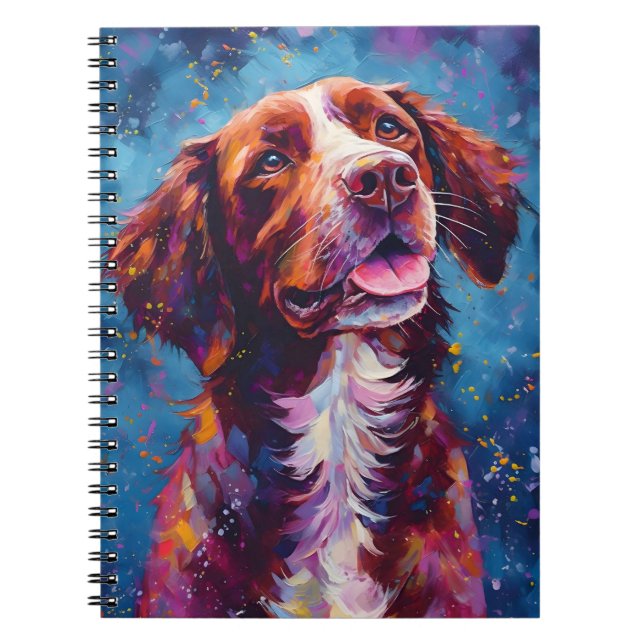 Caderno Espiral Cão Brittany Colorido (Frente)