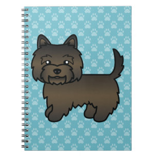 Caderno Espiral Cão Cartoon Terrier Cairn Cairn Negro Em Azul