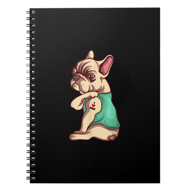 Caderno Espiral cão-de-banho francês adoro o presente de amante da (Frente)