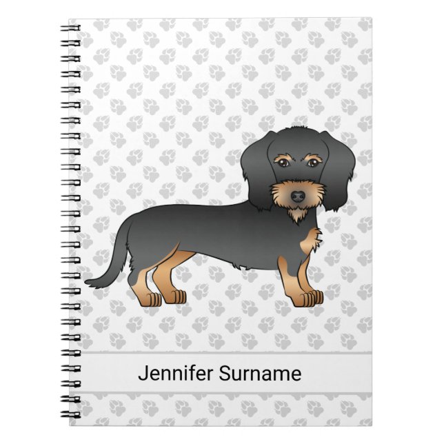 Caderno Espiral Cão De Dachshund Com Cabos Pretos E Tan (Frente)