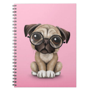 Caderno Espiral Cão de filhote de cachorro bonito do Pug que vest