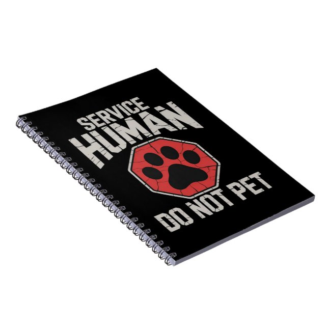 Caderno Espiral Cão de Serviço Humano Não Faça Carinho Resgate Don (Lado Direito)