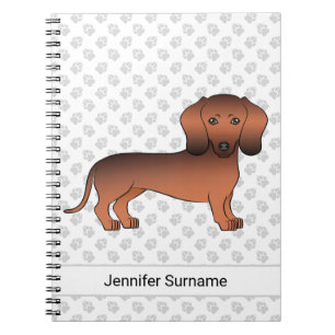 Caderno Espiral Cão e Texto do Cartoon de Cabelo Curto Vermelho