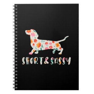 Caderno Espiral Cão floral de Dachshund, pequeno e assado