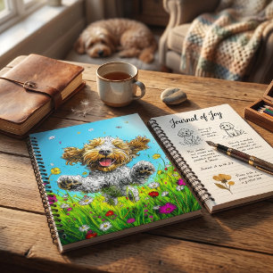 Caderno Espiral Cão Havanês Feliz Prado de Flores Silvestres Color