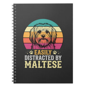 Caderno Espiral Cão Maltês Retro Pôr do Sol Distraído