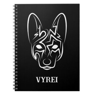 Caderno Espiral Cão Negro e Tribal Branco