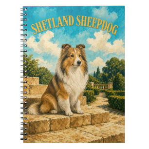Caderno Espiral Cão Pastor de Shetland, Arte de Cão em Aquarela Vi