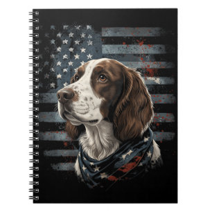 Caderno Espiral Cão Springer Spaniel Bandeira Americana