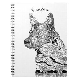 Caderno Espiral Cão super detalhado e maravilhosamente decorado