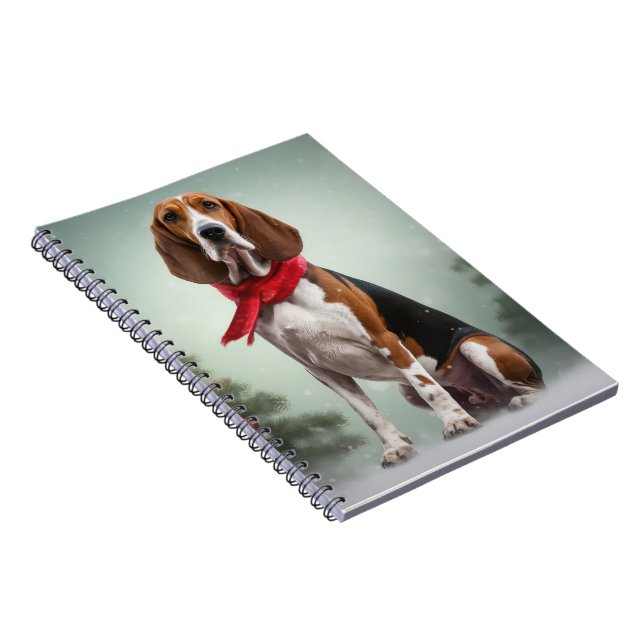 Caderno Espiral Cão Treeing Walker Coonhound na neve no Natal (Lado Direito)