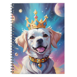 Caderno Espiral Cão vestindo uma coroa no espaço