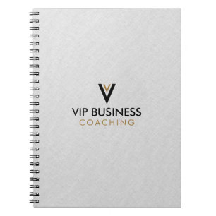 Caderno Espiral Capa de 3 Argolas em Linho Cinza Monograma Minimal