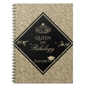 Caderno Espiral Capa de Graduação com Brilho Dourado, Tiara
