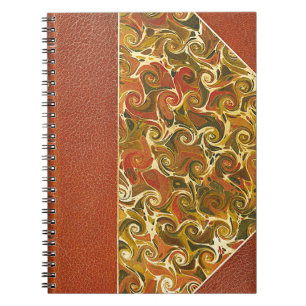 Caderno Espiral Capa de Livro Antigo, Padrão de Ondulação Ornament