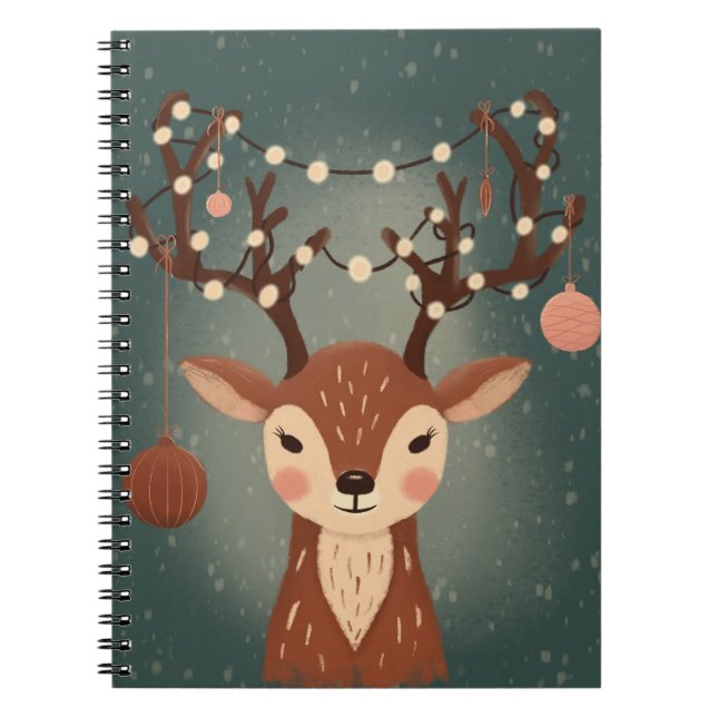 Caderno Espiral Capa de telefone com cervo de Natal aconchegante c (Frente)