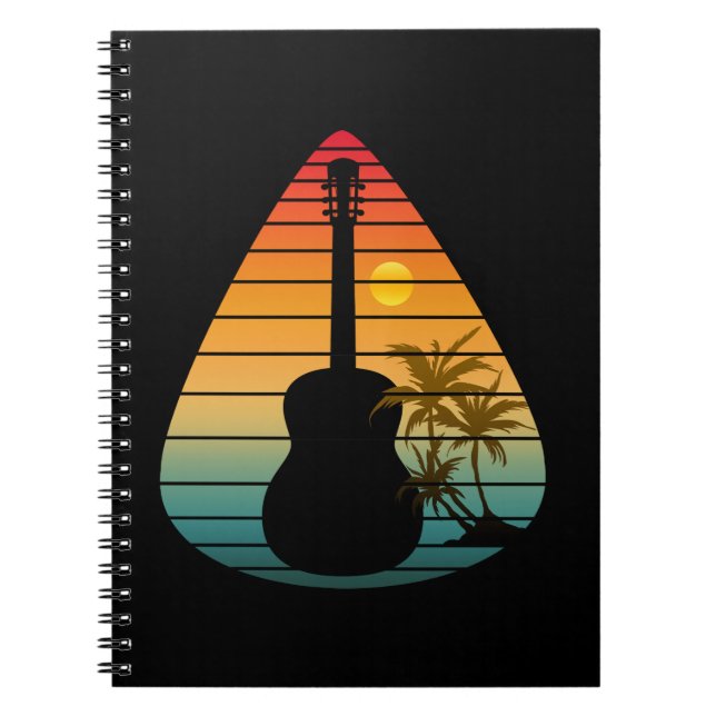 CADERNO ESPIRAL CAPA DE VIOLÃO TENDÊNCIA PÔR DO SOL (Frente)