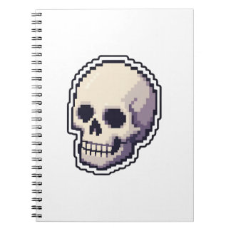 Caderno Espiral Capa Inteligente para iPad Caveira Pixel Art Retro