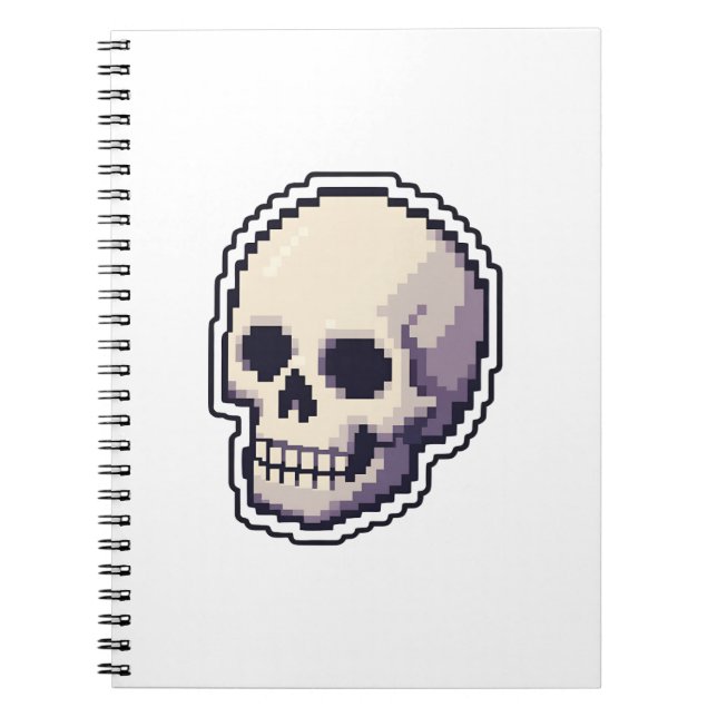 Caderno Espiral Capa Inteligente para iPad Caveira Pixel Art Retro (Frente)
