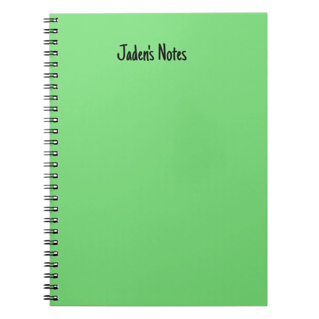Caderno Espiral Capa Personalizada Simples Verde Brilhante Escrita (Frente)